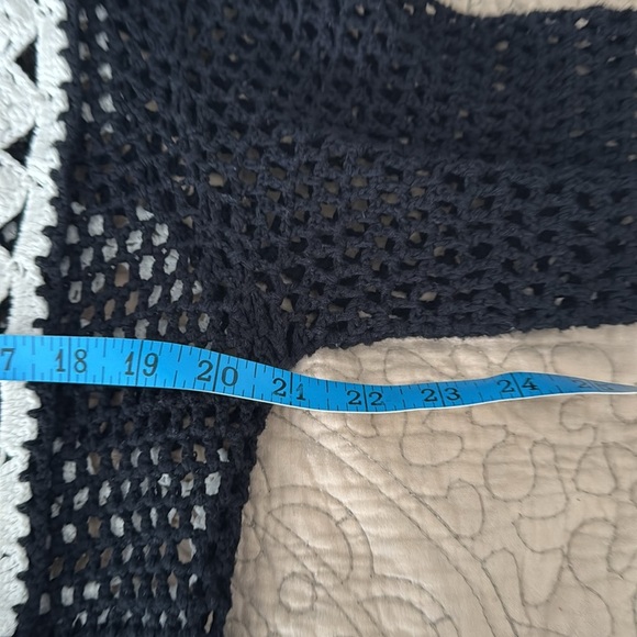 Boston Proper Black & White Crochet Open Front Duster/ Cardigan - Picture 9 of 11